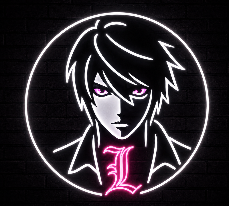 L Lawliet Death Note Neon Sign