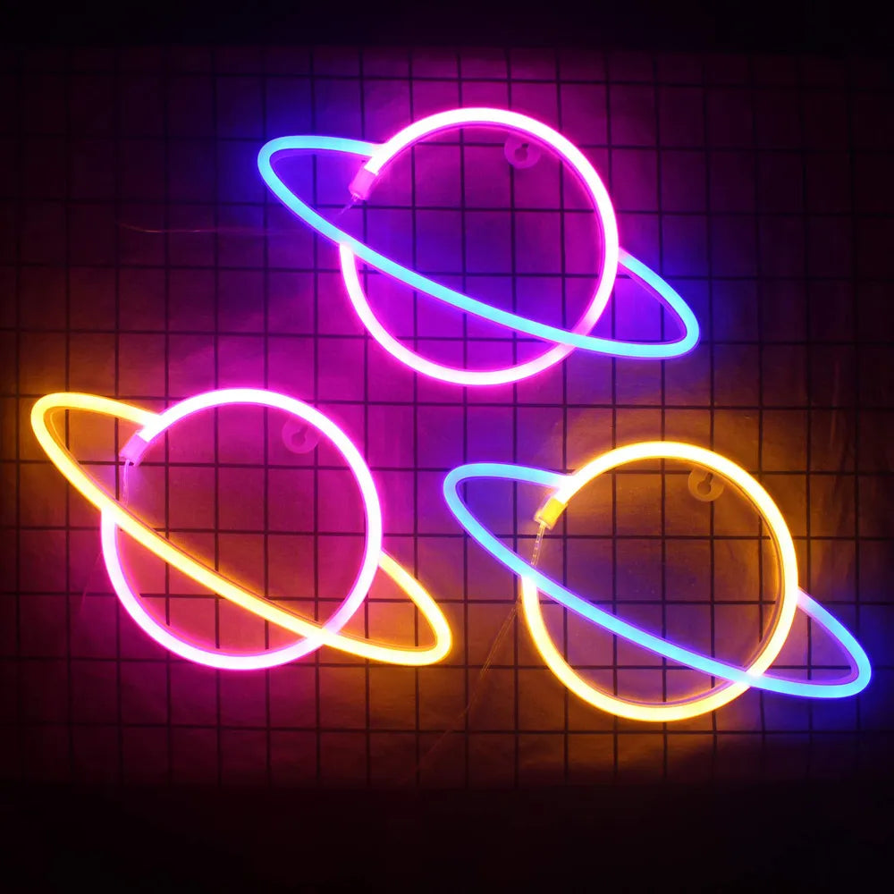 Planet Neon Sign - USB or Battery Powered