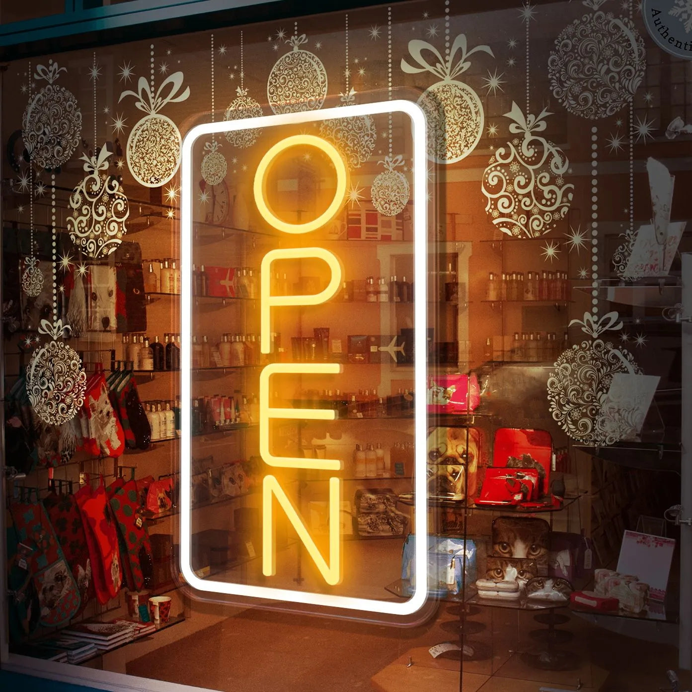 Vertical Open Neon Sign With Border