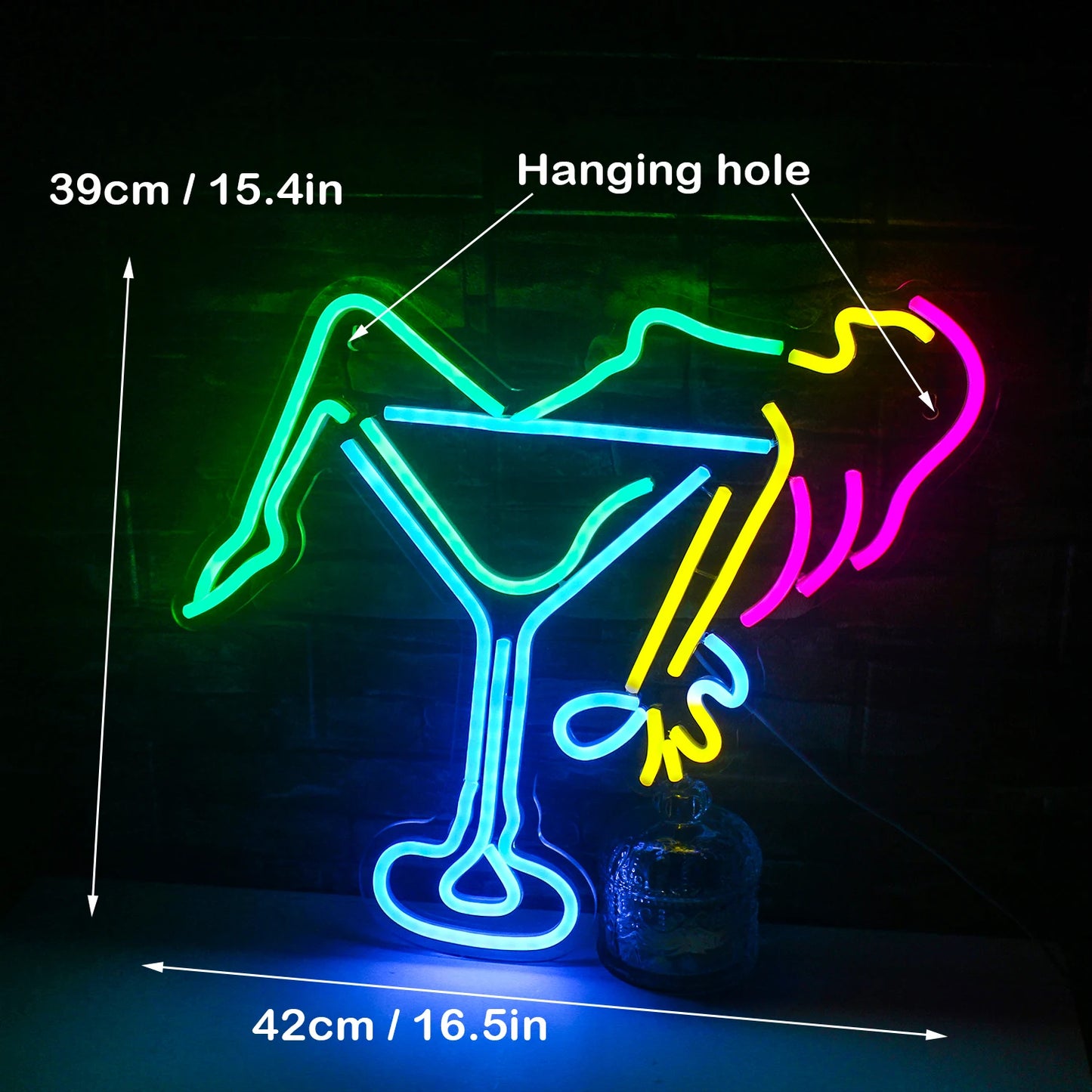 Sexy Woman Cocktail Glass Neon Sign