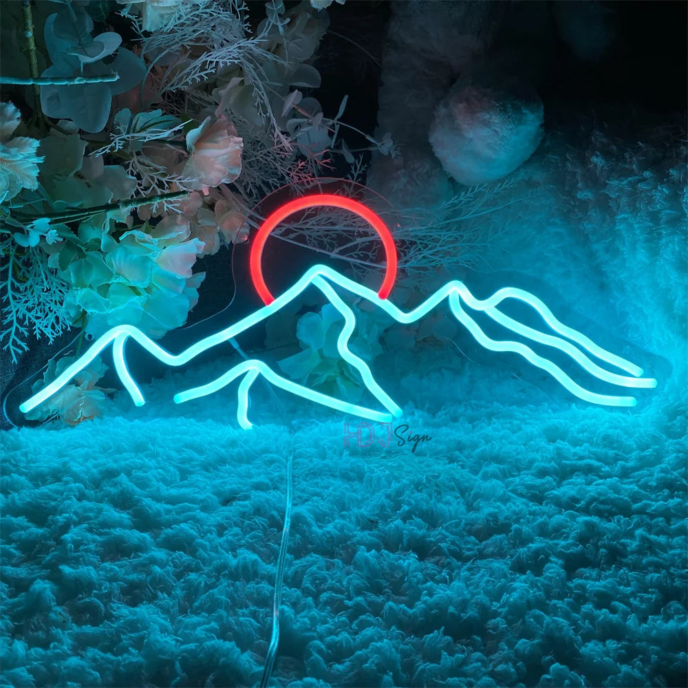 Mountain and Sun Neon Sign