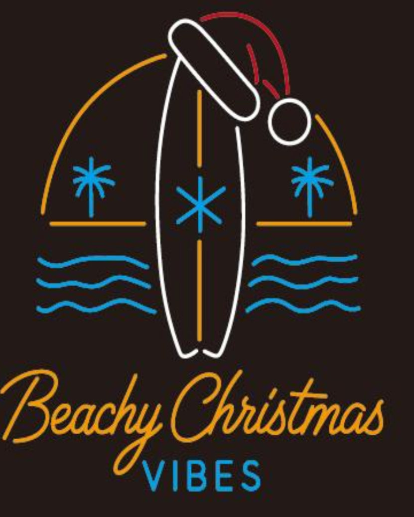 beachy christmas vibes neon sign