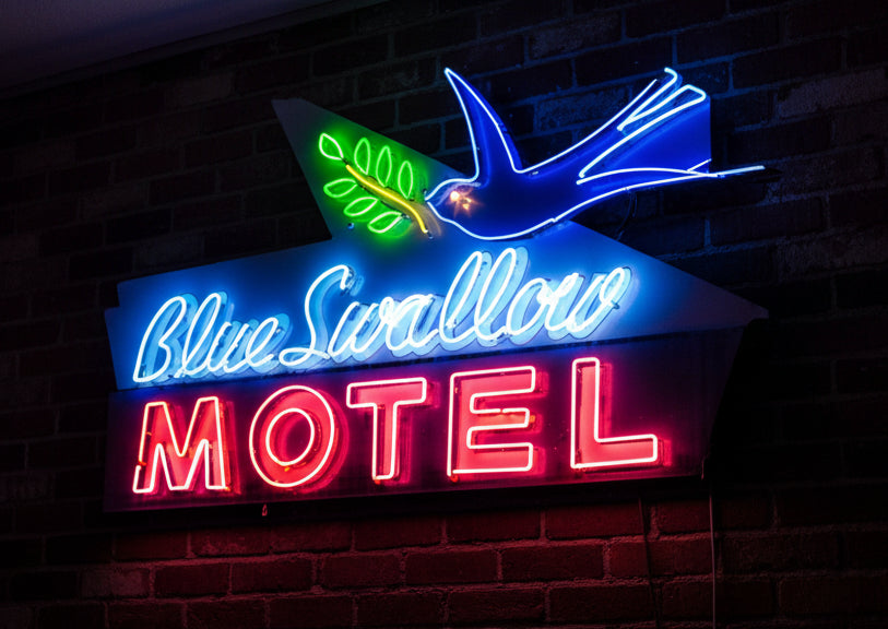 Blue Swallow Motel Neon Sign