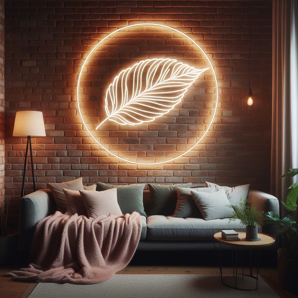 boho leaf neon sign