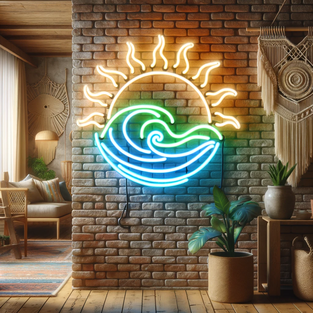 boho sun wave neon sign