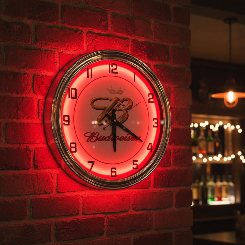 budweiser neon clock