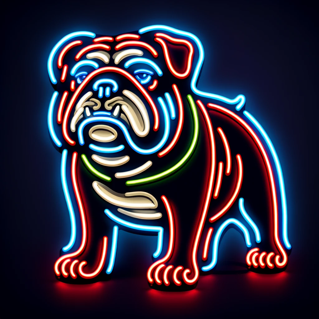 bulldog standing neon sign