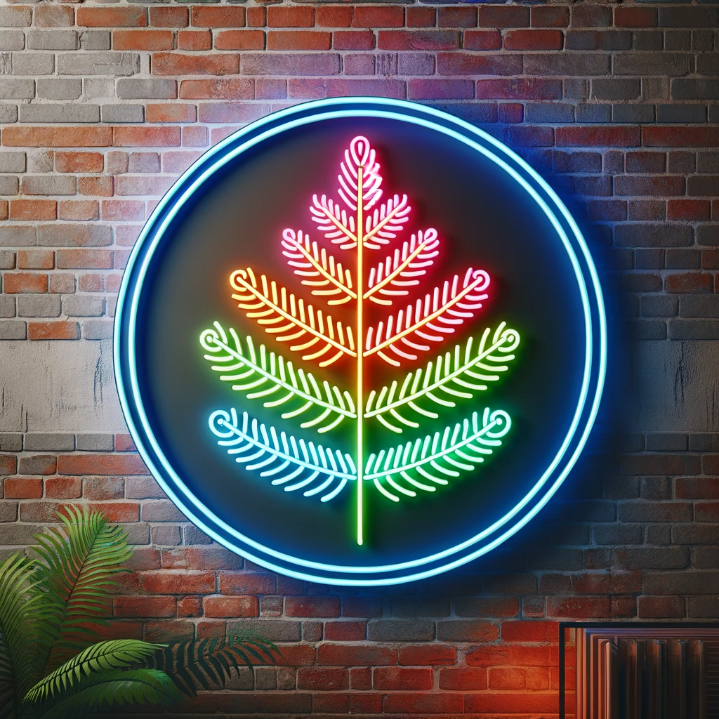 colorful fern leaf neon sign