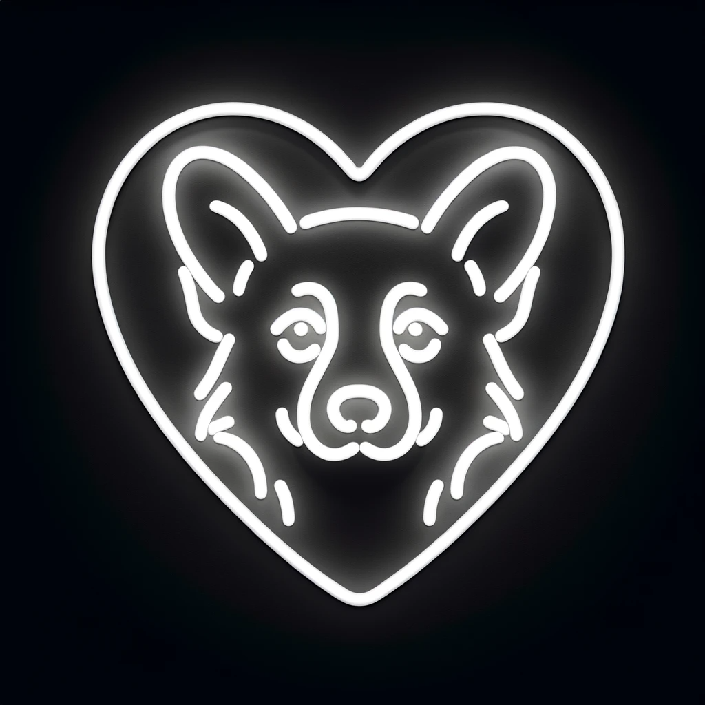 corgi head heart neon sign
