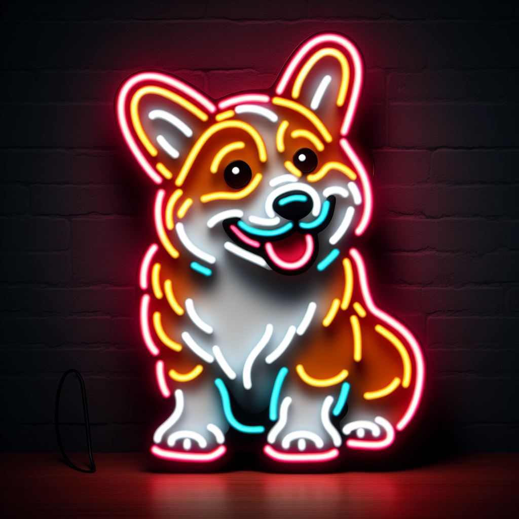 corgi neon sign