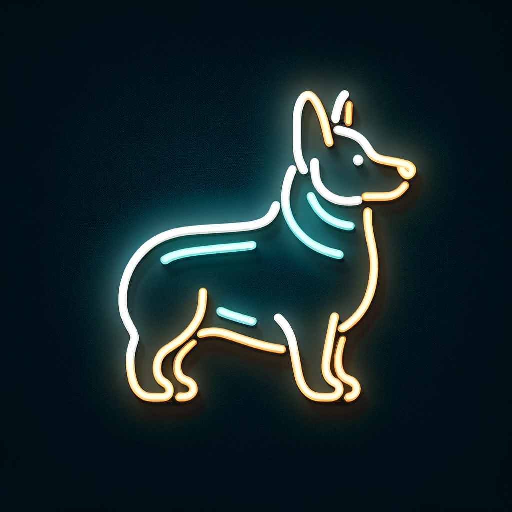 simple corgi neon sign