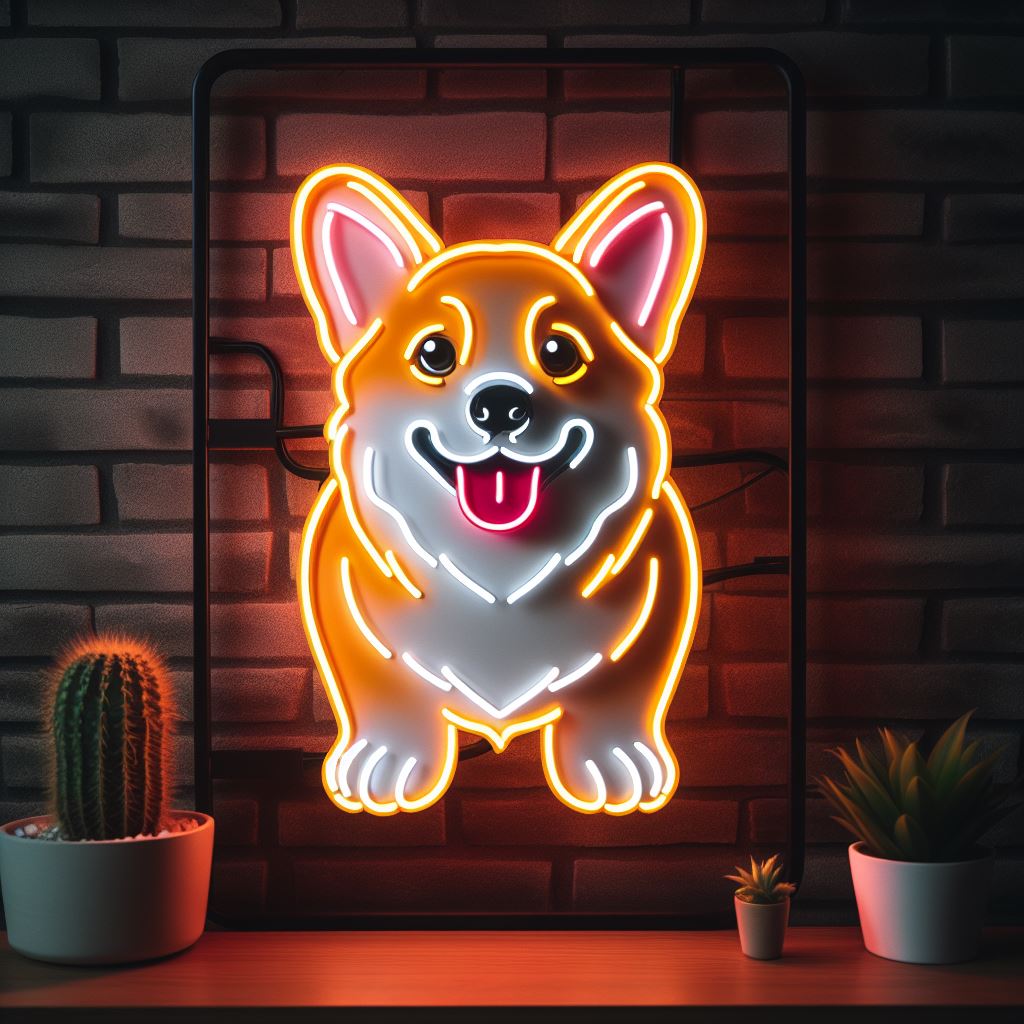 corgi neon sign