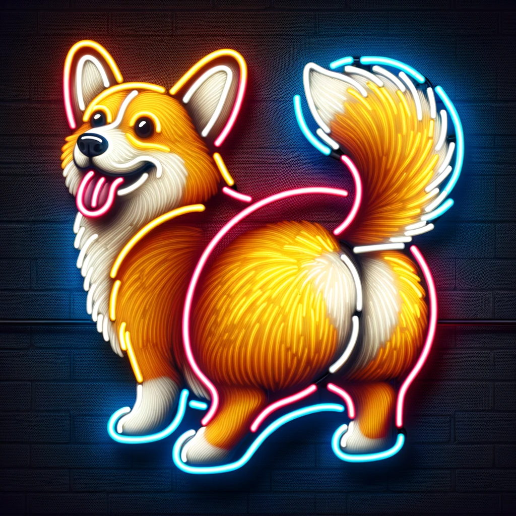 corgi wiggle butt neon sign