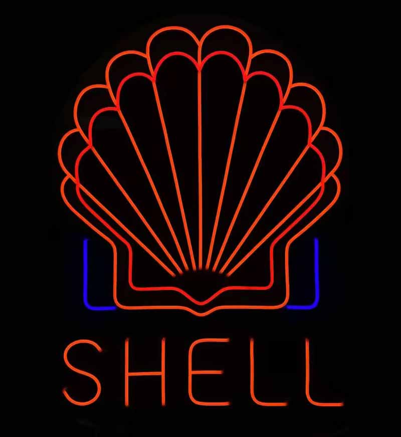Vintage SHELL Neon Sign Dark