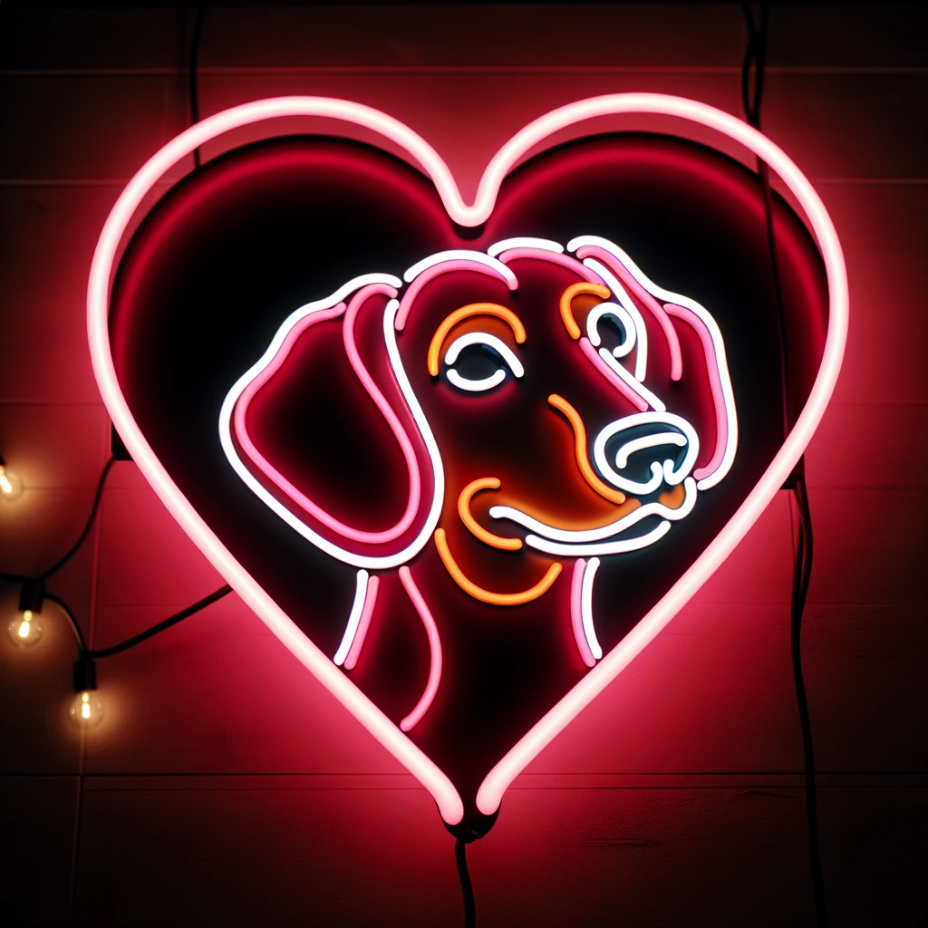 dachshund heart neon sign