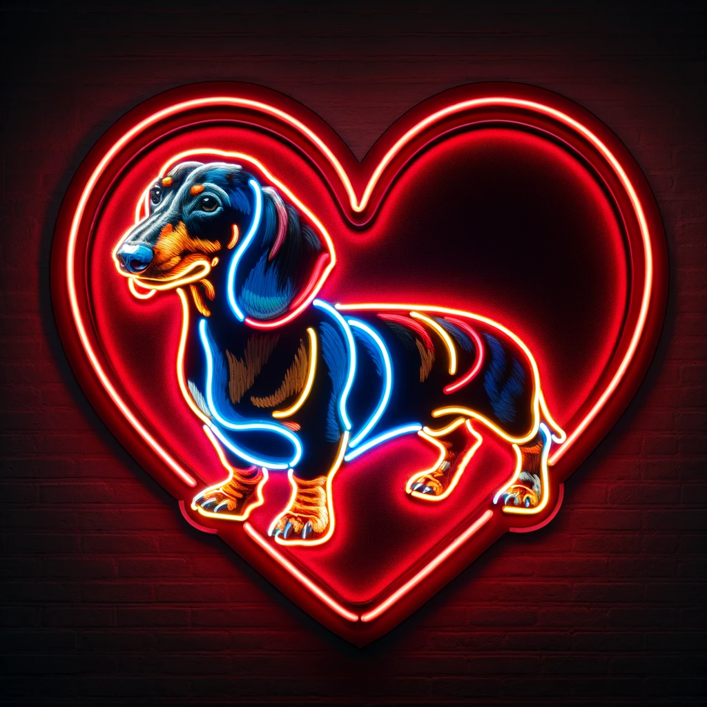 dachshund heart neon sign