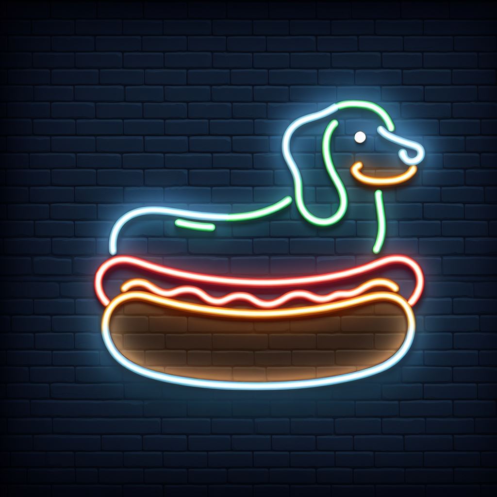 dachshund hot dog neon sign