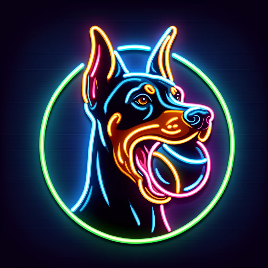 doberman pinscher ball neon sign