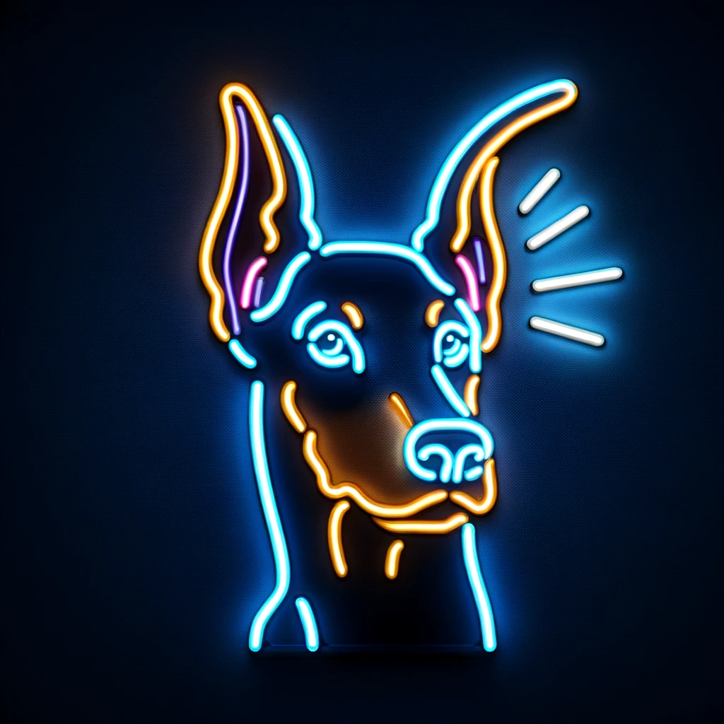 listening ear doberman pinscher neon sign