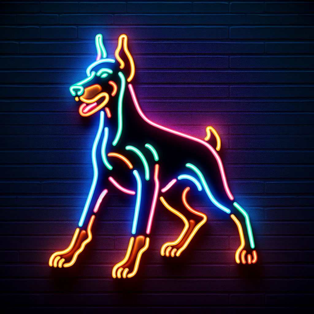 loyal doberman pinscher neon sign