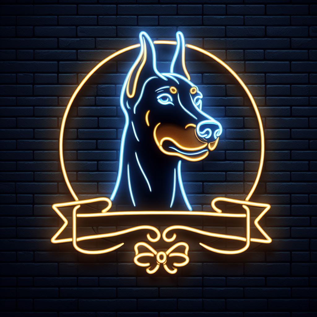 elegant doberman pinscher neon sign