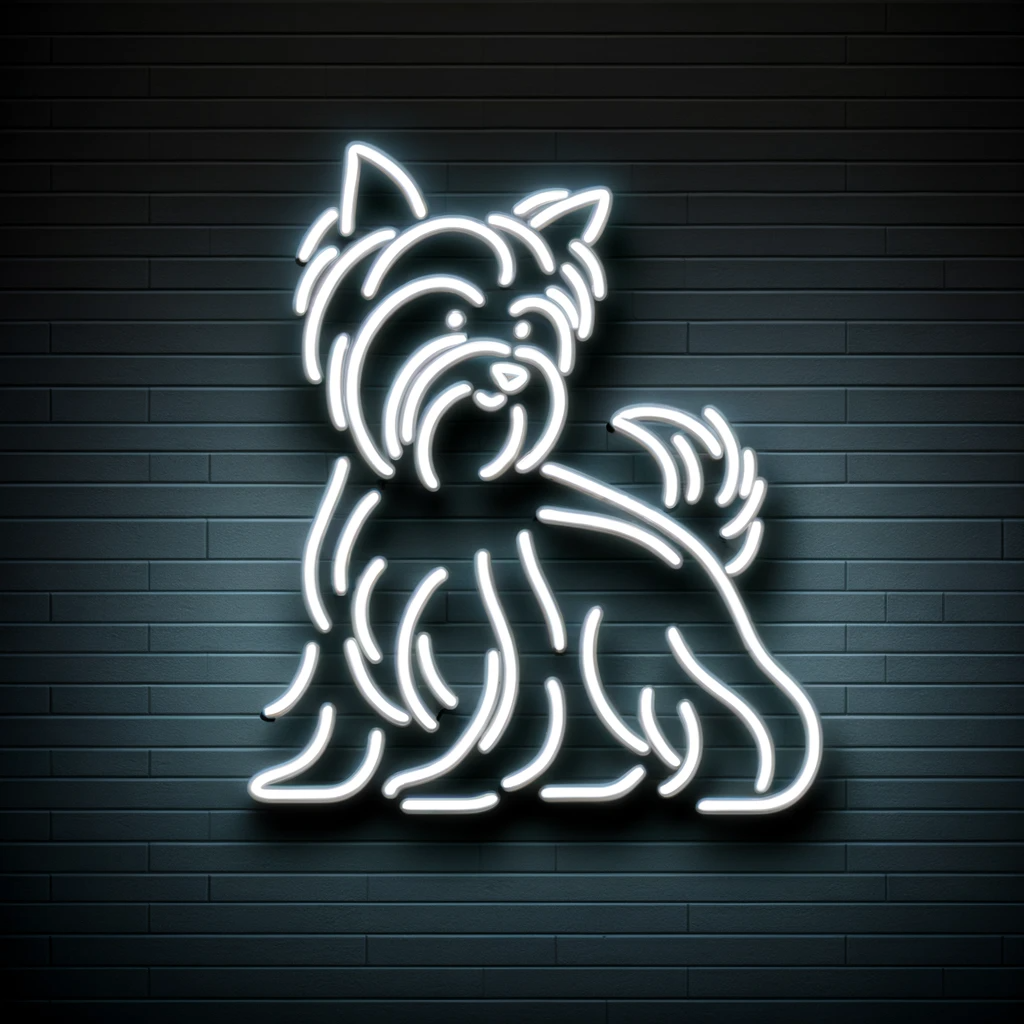 feisty yorkshire terrier neon sign