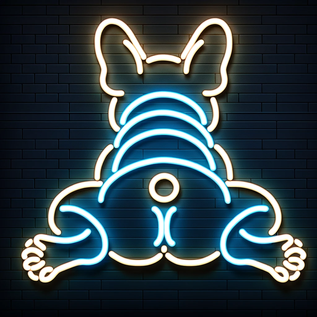 frog dog french bulldog neon sign