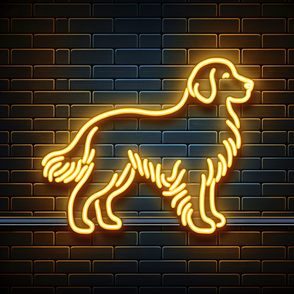 standing golden retriever neon sign