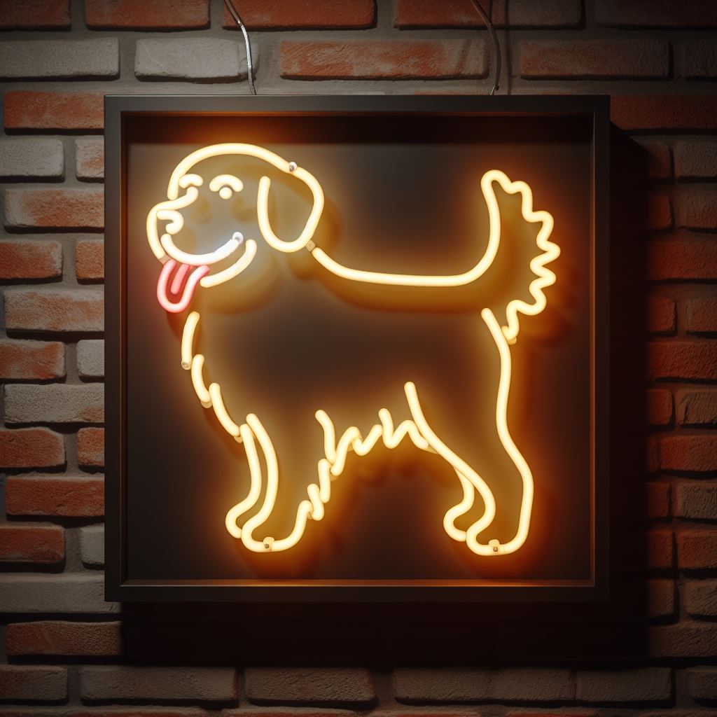 golden retriever neon sign