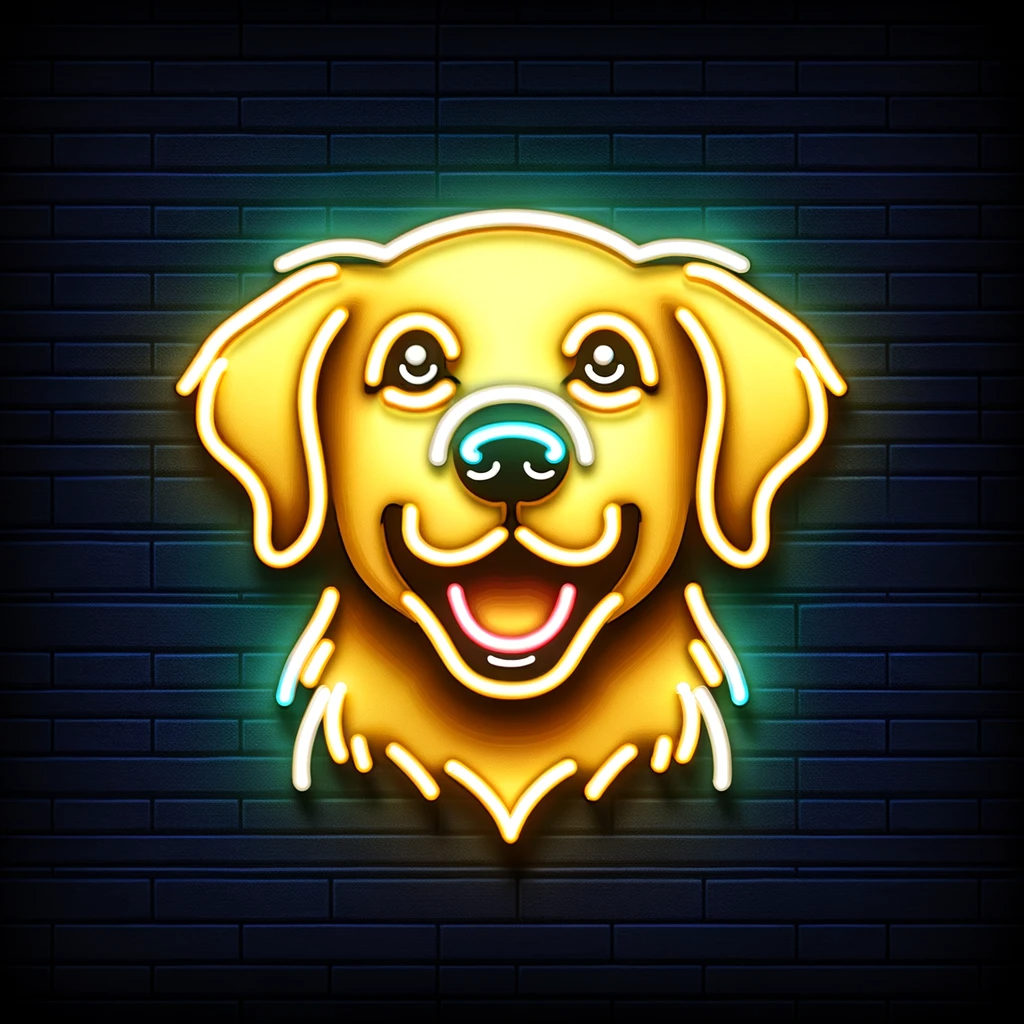 golden retriever neon sign