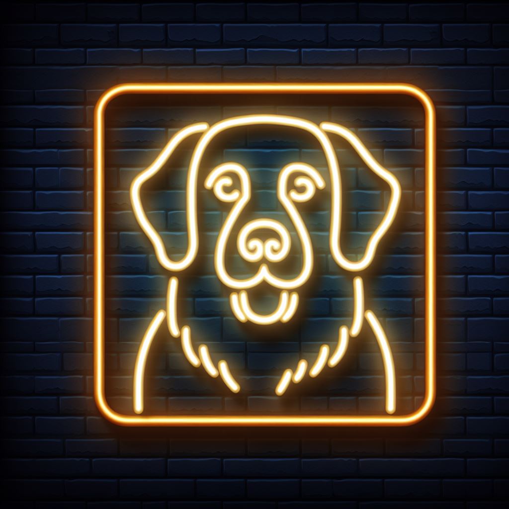 golden retriever neon sign
