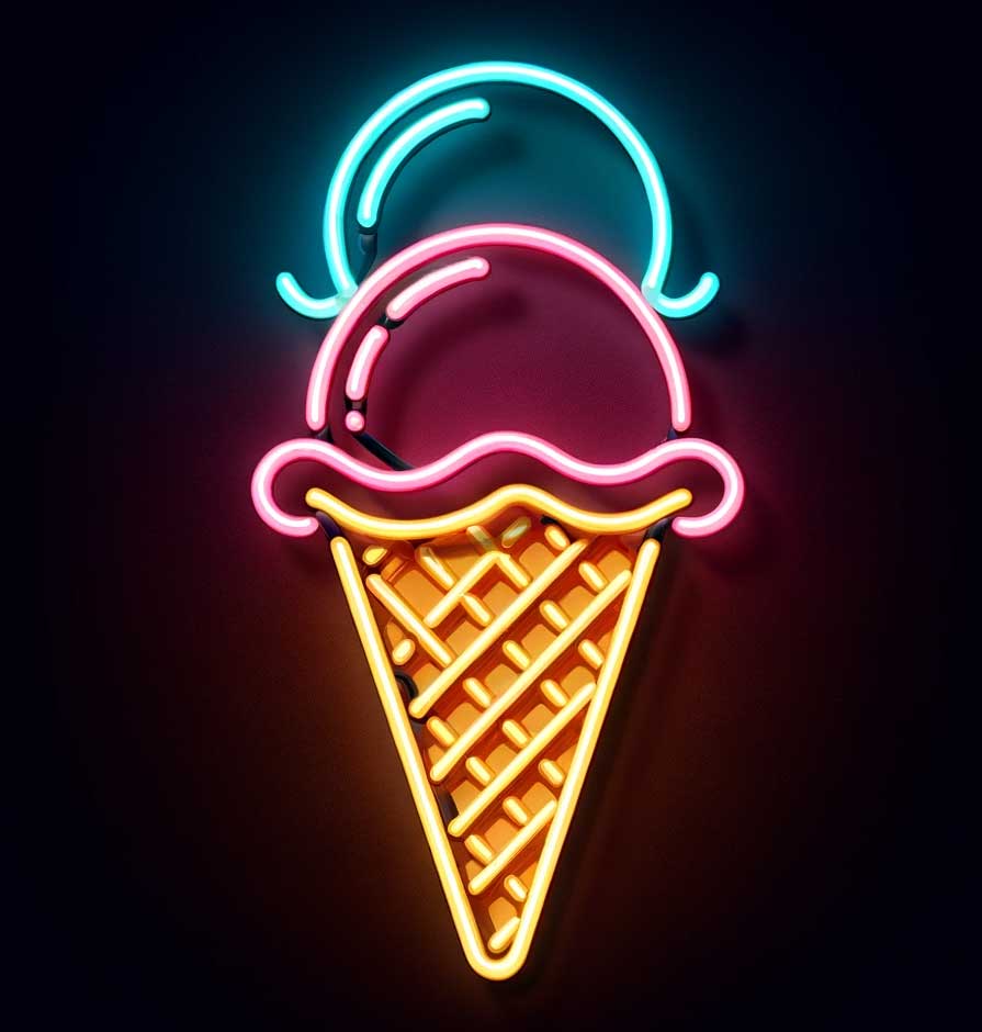Ice Cream Cone Neon Sign