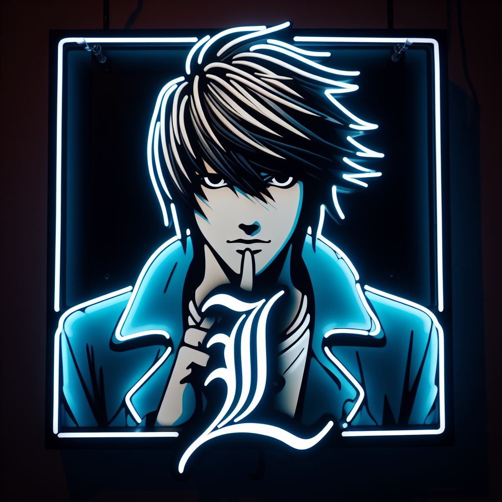 l lawliet death note neon sign