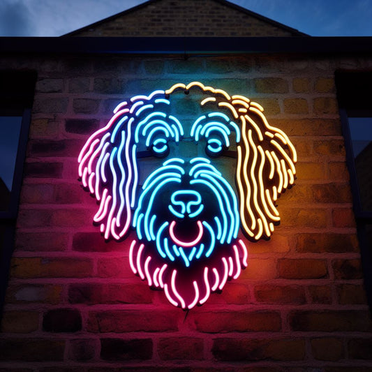 labradoodle head neon sign