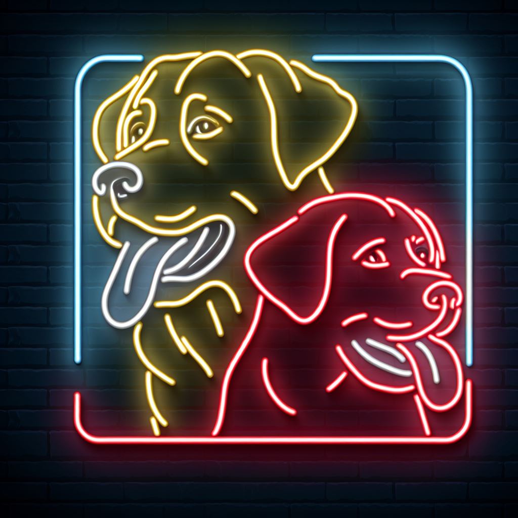 two labrador dogs neon sign