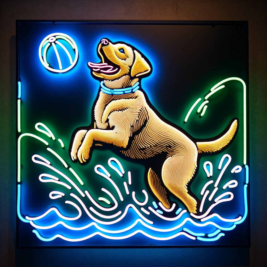 labrador water fun neon sign