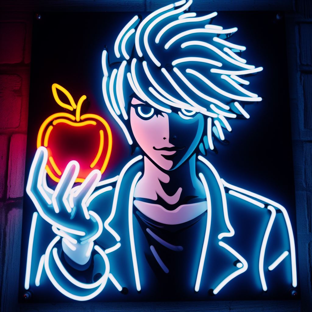 light yagami apple death note neon sign