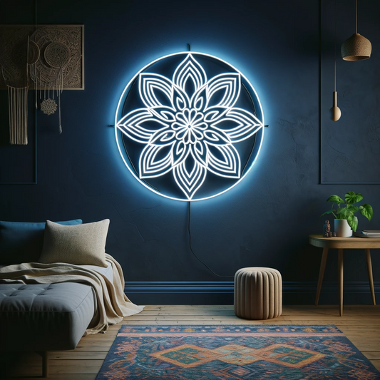 geometric boho mandala neon sign