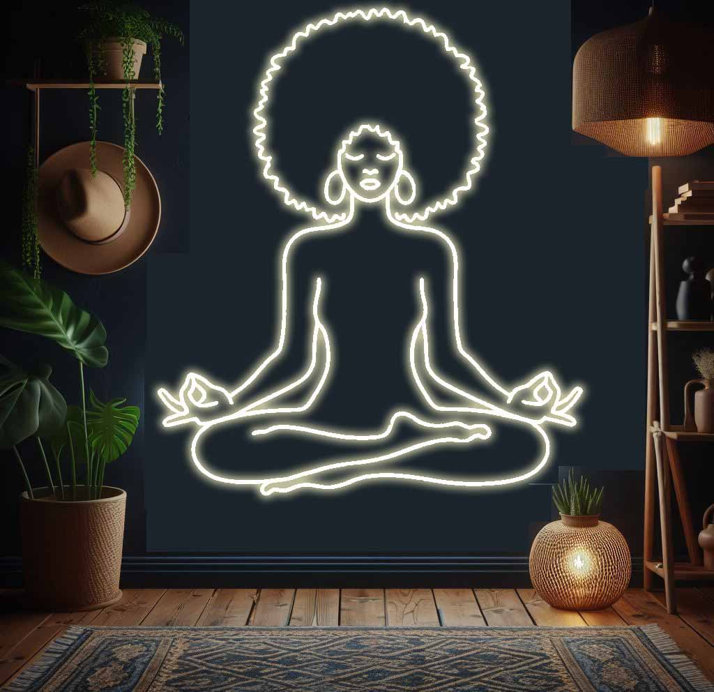 meditation woman neon sign