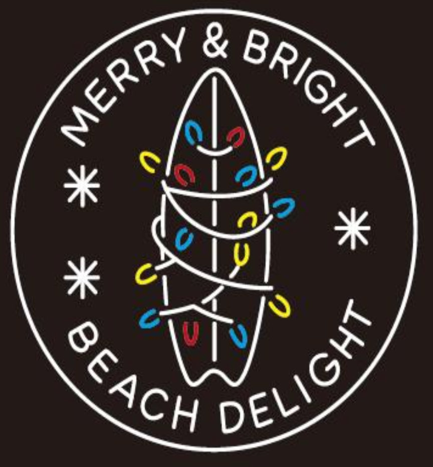 merry & bright beach delight neon sign