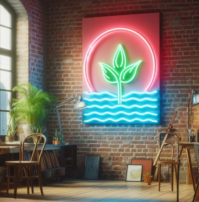 ocean sun growth neon sign