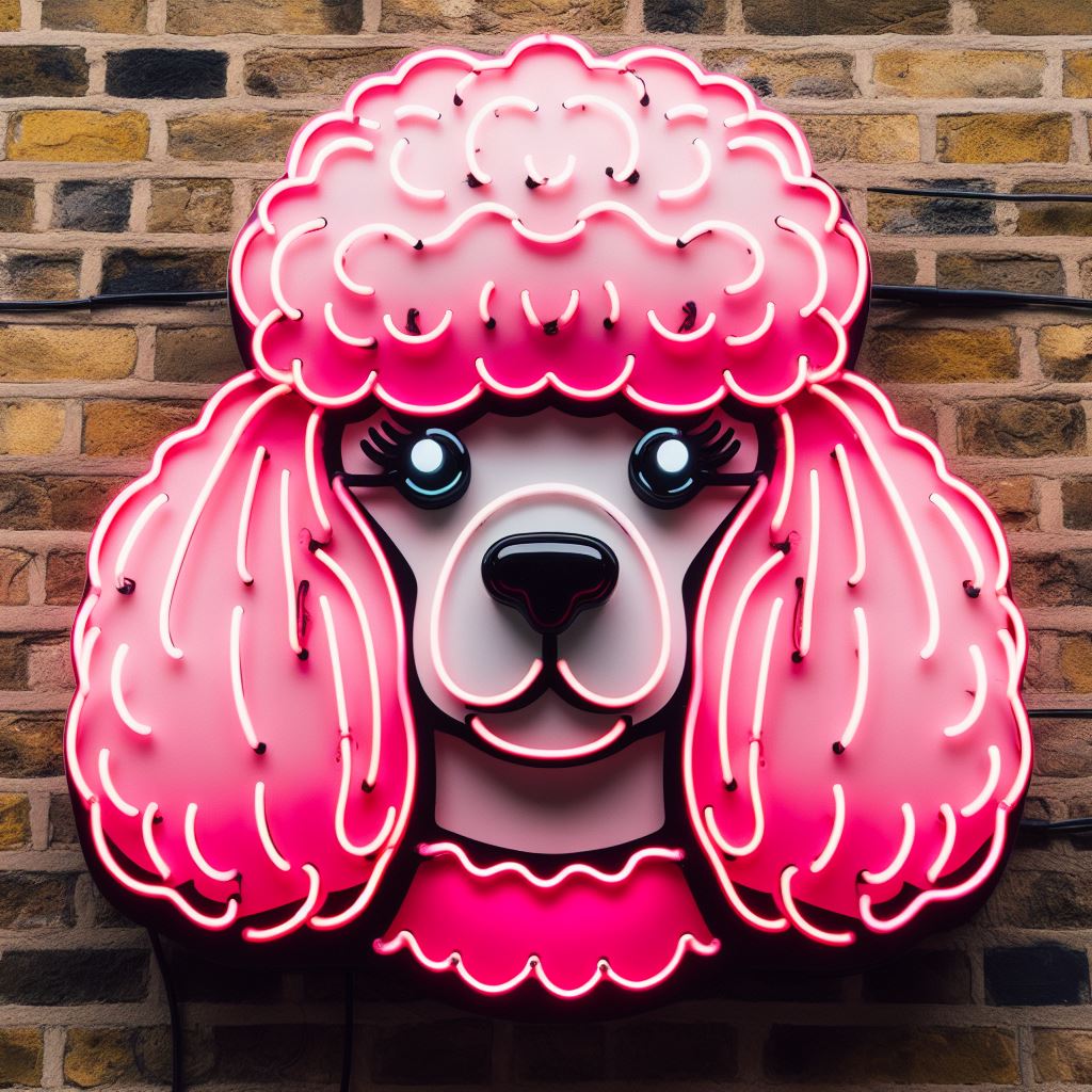 pink poodle neon sign