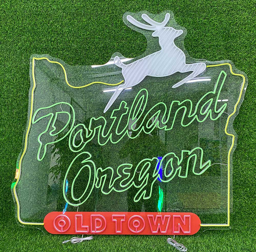 Portland Oregon White Stag Neon Sign