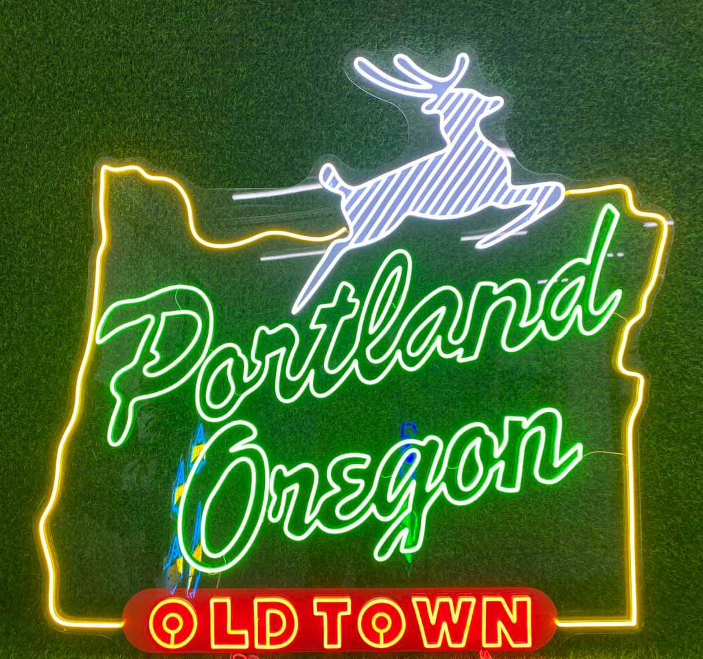 Portland Oregon Old Town White Stag Neon Sign