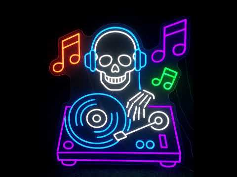 Groovin Skeleton DJ Halloween Neon Sign Video