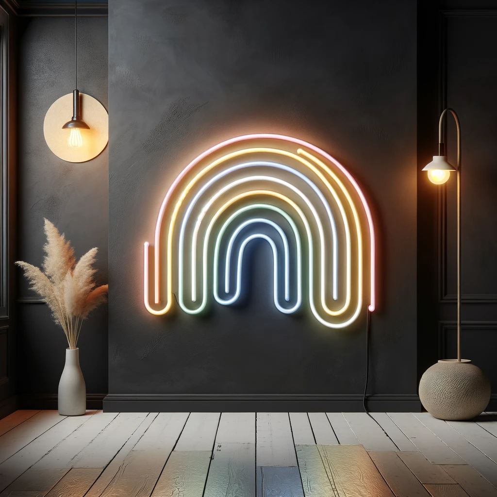 boho rainbow neon sign