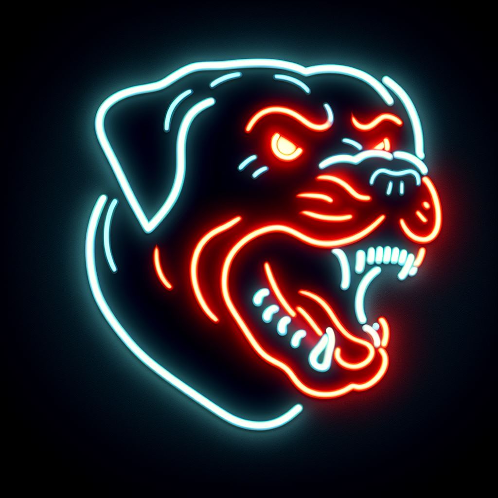 growling rottweiler neon sign