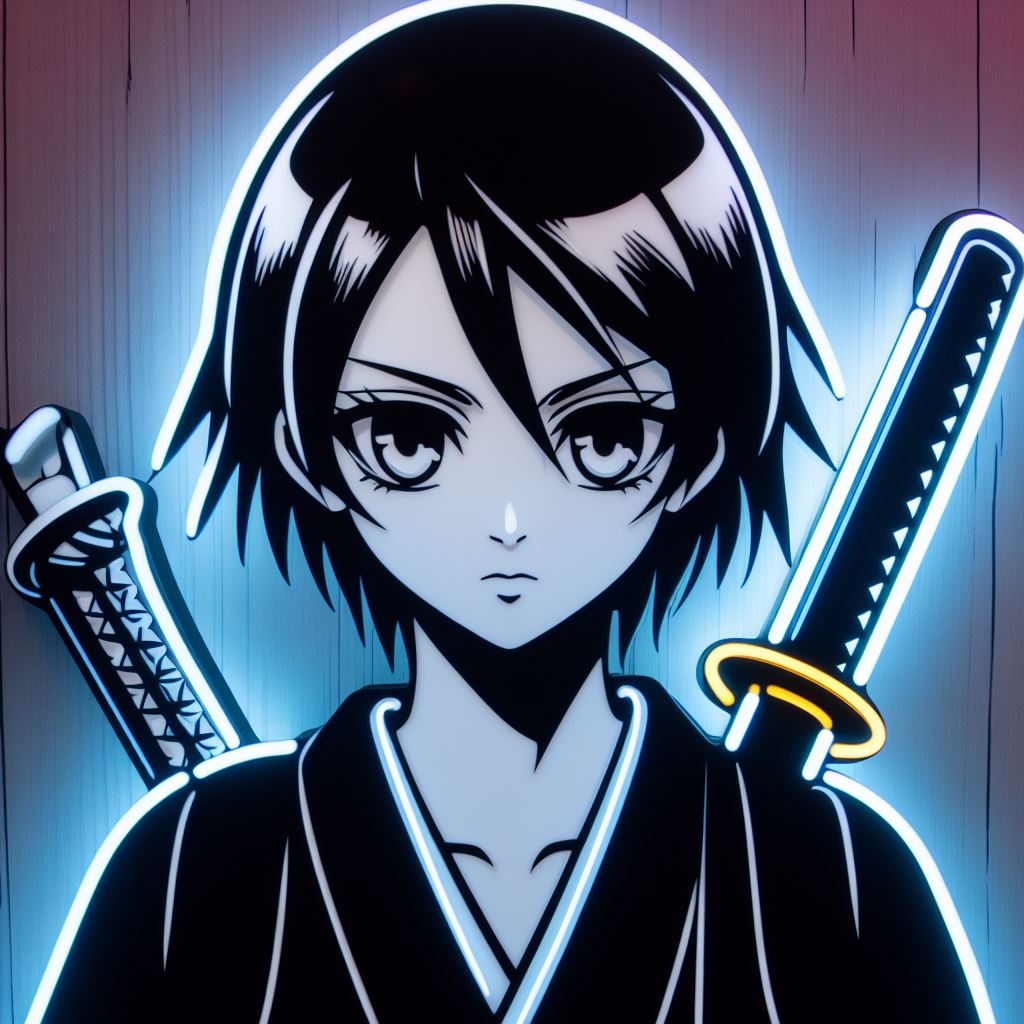 big eyes rukia kuchiki bleach neon sign