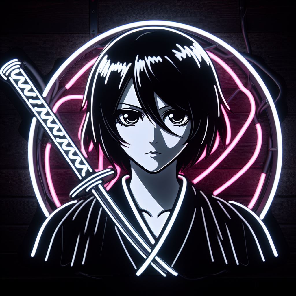 rukia kuchiki from bleach neon sign