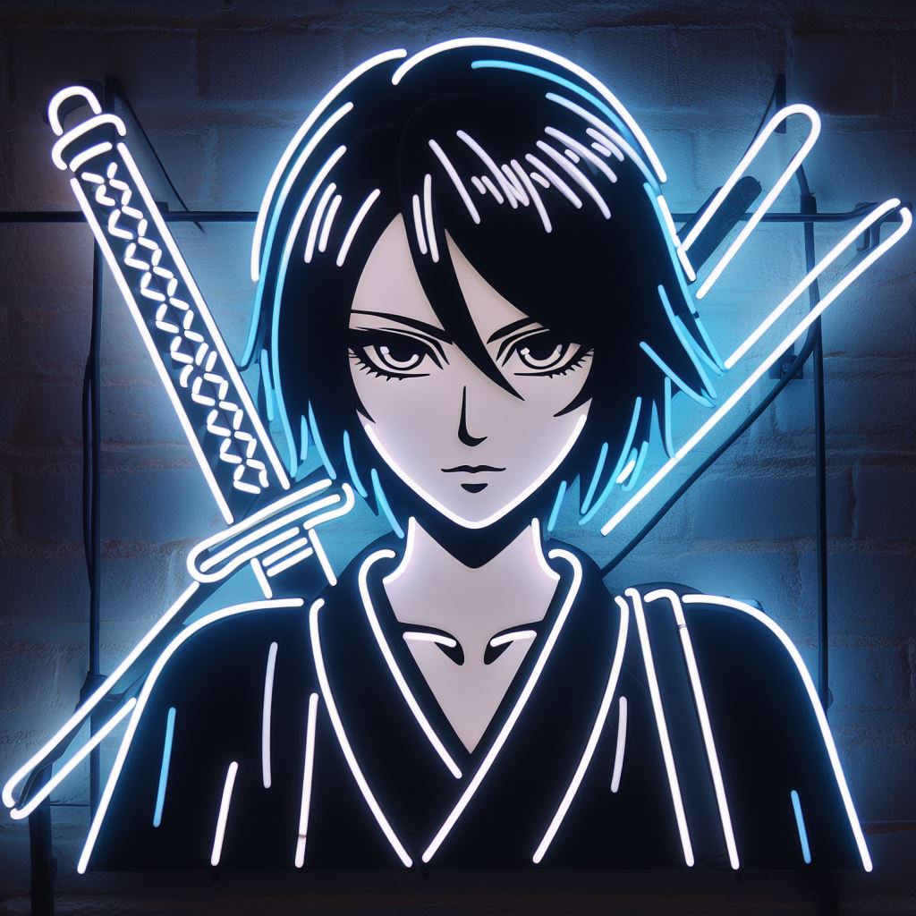 rukia kuchiki from bleach neon sign